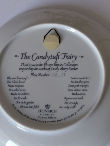 Вінтажна колекційна тарілка &laquo;The Candytuft Fairy&raquo; (Фея іберіса / іберійки) від Heinrich (Villeroy & Boch) TR-00139 фото