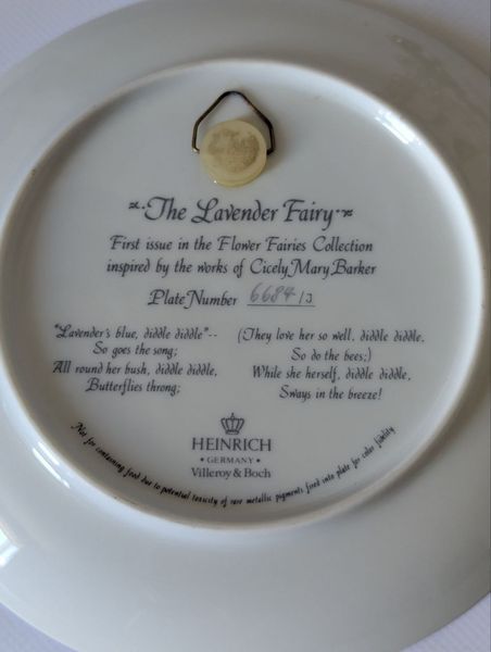 Вінтажна колекційна тарілка &laquo;The Lavender Fairy&raquo; (Фея лаванди) від Heinrich (Villeroy & Boch) TR-00140 фото