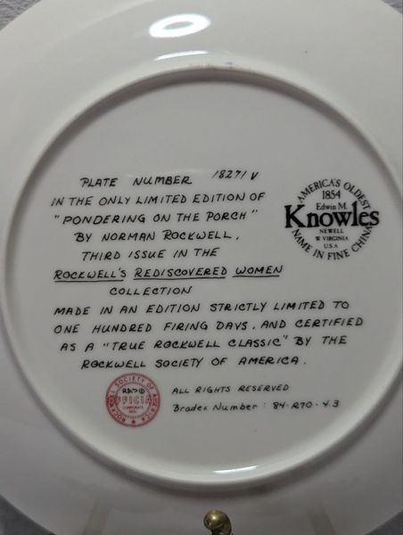 Тарілка настінна, Knowles, Norman Rockwell, серія "Rediscovered Women", USA TR-0010 фото