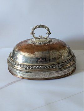 Великий антикварний купол-клош (баранчик) для гарячих страв Old Sheffield Plate, Англія, початок ХІХ століття. IN-0077 фото