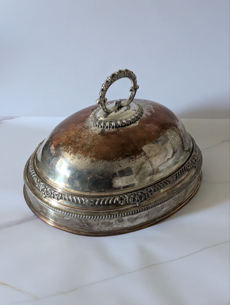 Великий антикварний купол-клош (баранчик) для гарячих страв Old Sheffield Plate, Англія, початок ХІХ століття.